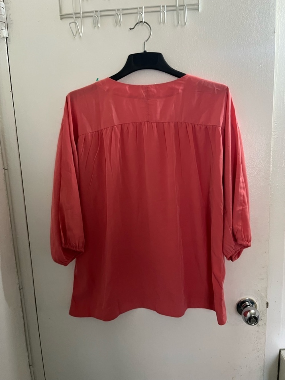 Chicos Coral Round-Neck Blouse with Front Pocket - Picture 2 of 6